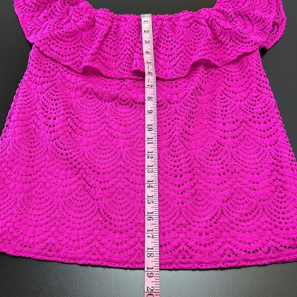 Lilly Pulitzer Pink La Fortuna Lace Top Small 25603 Soft Off the Shoulde… - Picture 11 of 14